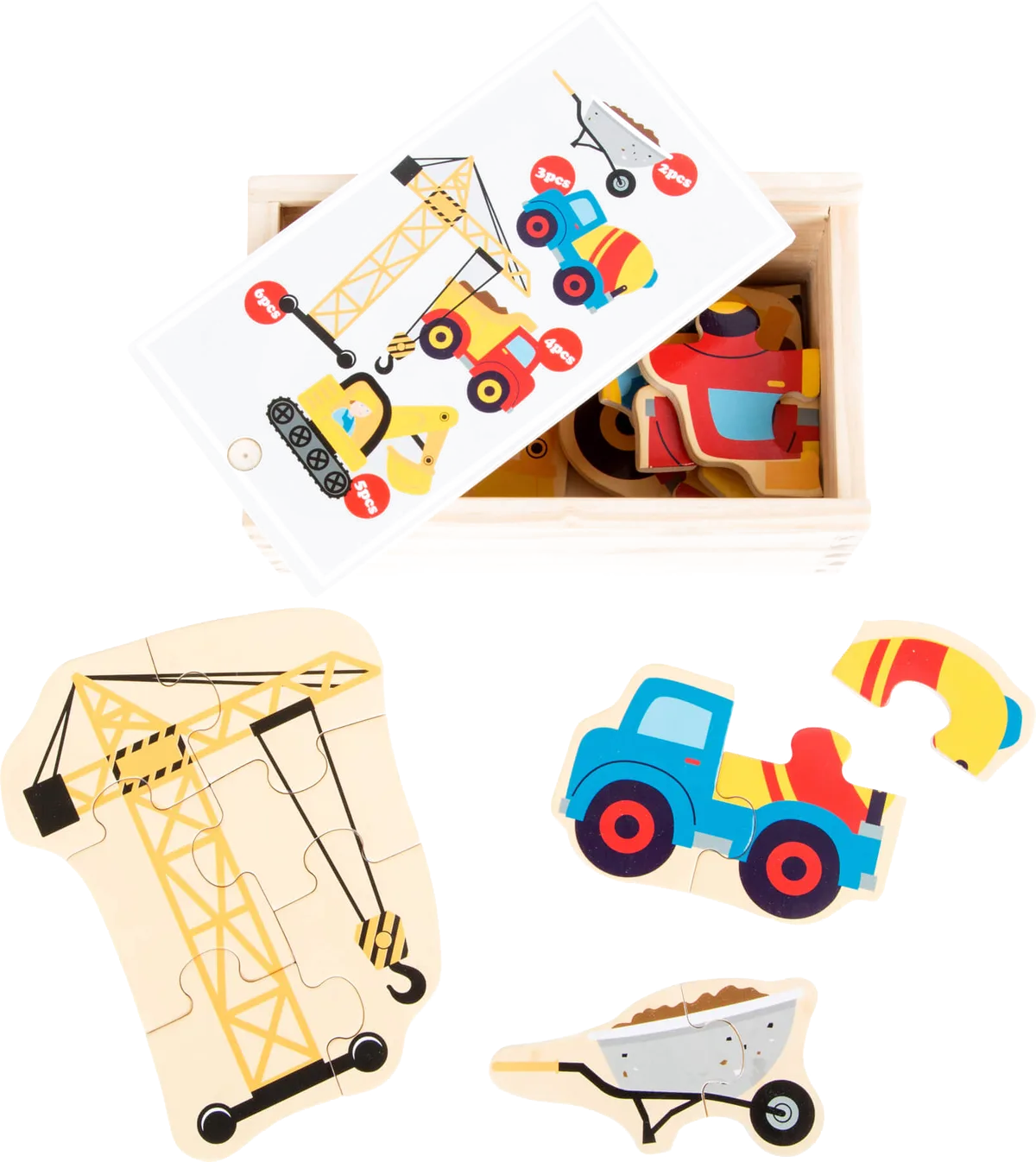 small foot Puzzle in Box, Baufahrzeuge - Bild 1