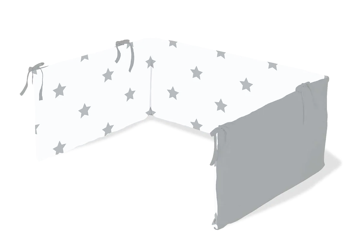 Pinolino Bettumrandung für Babybett (165x28 cm), Sterne/Grau - Bild 1