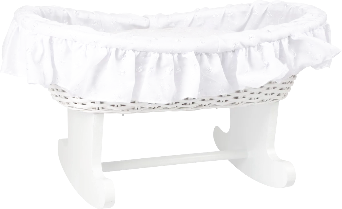 Puppenwiege Korbgeflecht, weiß - Bild 1