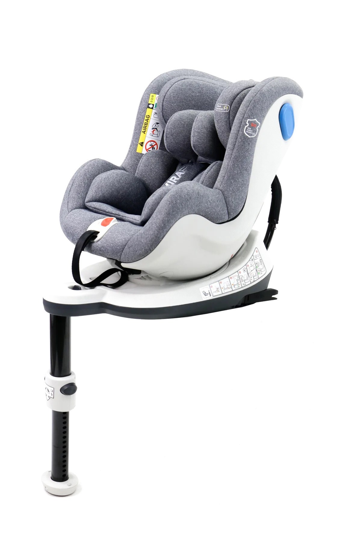 Asalvo Auto Kindersitz 0-18 kg. 360 Grad drehbar, Virafix, Grau - Bild 1