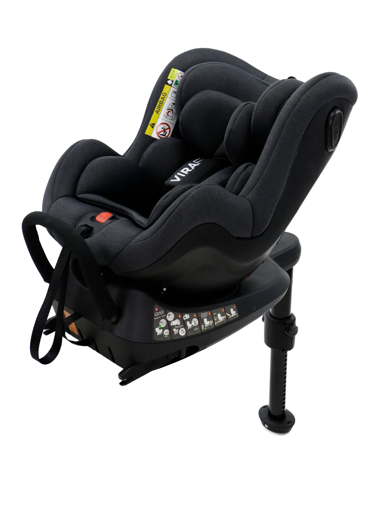 Asalvo Auto Kindersitz 0-18 kg. 360 Grad drehbar, Virafix, Schwarz - Bild 1