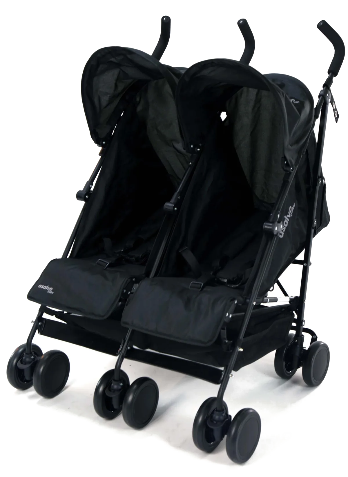 Asalvo Zwillingskinderwagen Double River, Schwarz - Bild 1