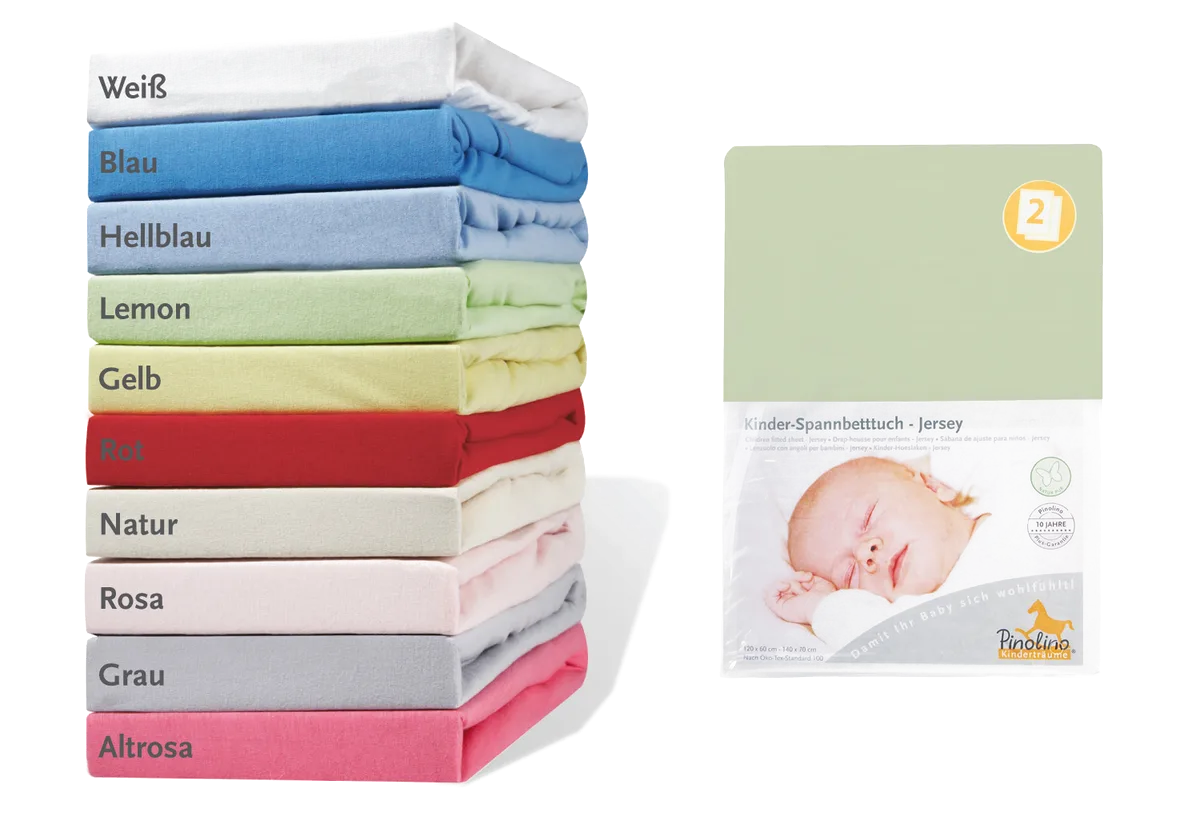 Pinolino Spannbettlaken für Baby- und Juniorbetten 2 Stk., Jersey/Lemmon - Bild 1