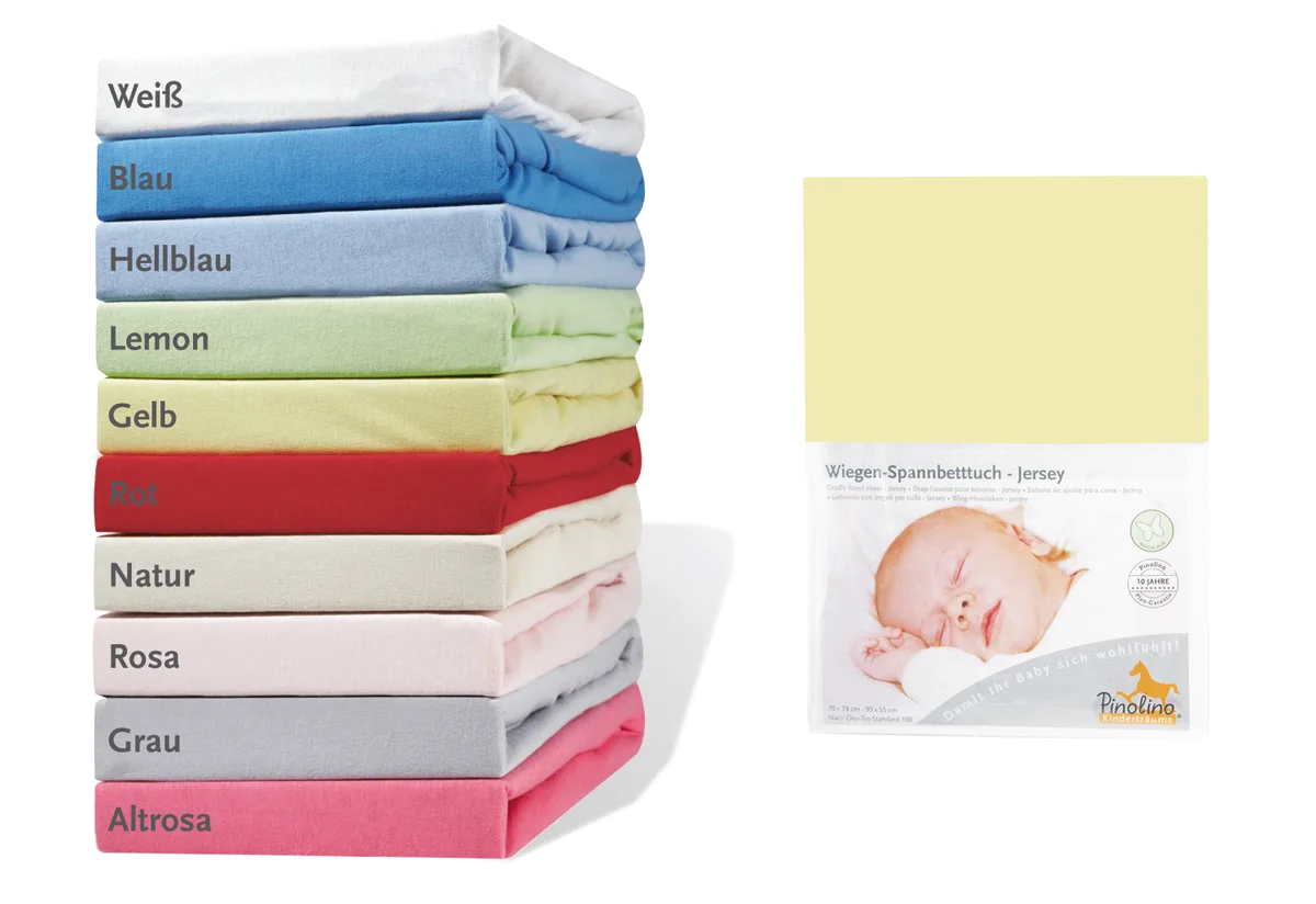 Pinolino Spannbettlaken für Wiegen, Bedside Crib und Kinderwagen, Jersey/Gelb - Bild 1