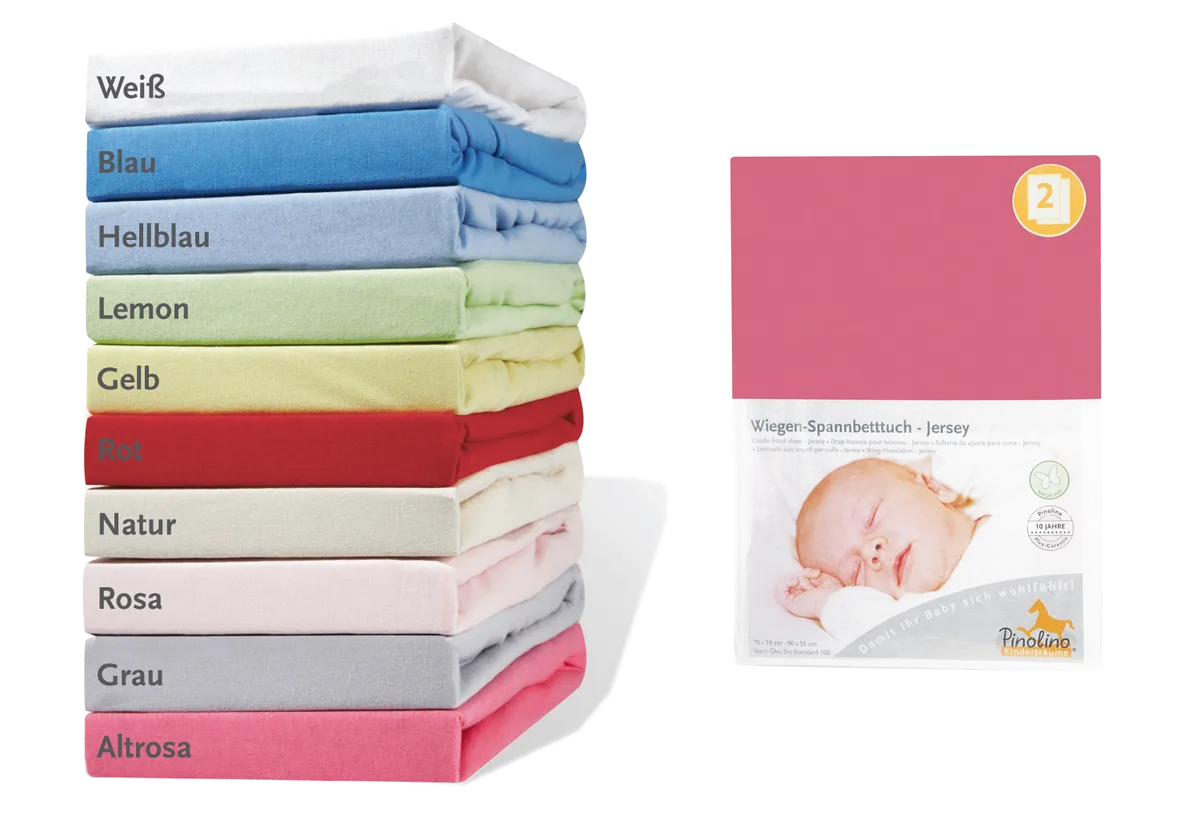 Pinolino Spannbettlaken für Wiegen, Bedside Crib und Kinderwagen 2 Stk., Jersey/Altrosa - Bild 1