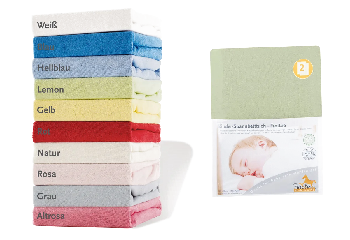 Pinolino Spannbettlaken für Baby- und Juniorbetten (2 Stk.), Frottee/Lemon - Bild 1