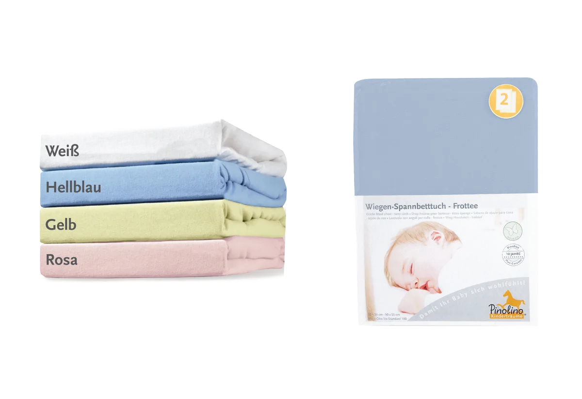 Pinolino Spannbettlaken für Wiegen, Bedside Crib und Kinderwagen 2 stk., Jersey/Hellblau - Bild 1