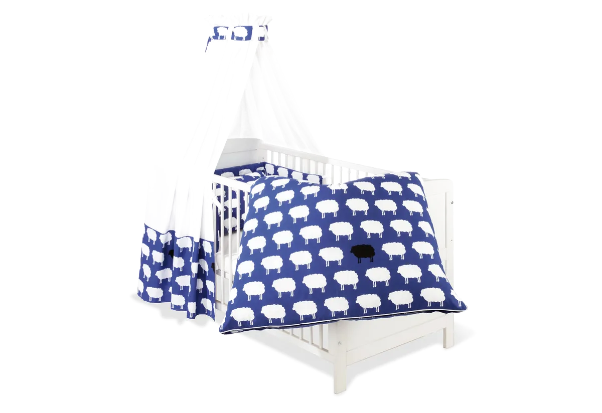 Pinolino Textil Zubehör für Babybetten, 4 Teile, Happy Sheep/Blau - Bild 1