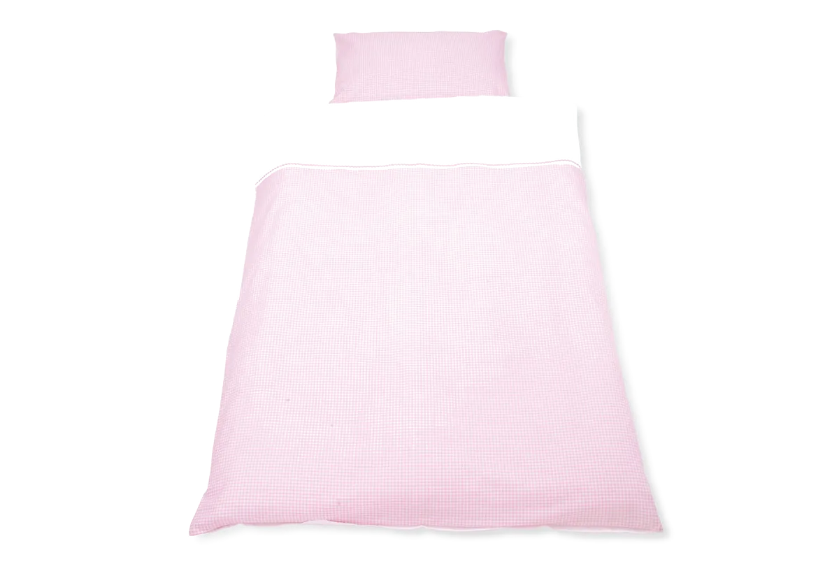Pinolino Junior-Bettwäsche 100x135/40x60cm, Vichy-Karo-Rosa - Bild 1