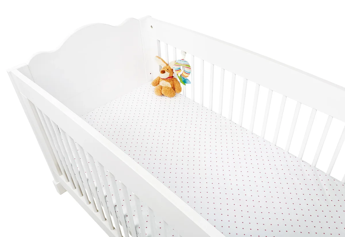 Pinolino Spannbettlaken für Baby- und Juniorbetten (2 Stück), Jersey/Rosa Sterne - Bild 1