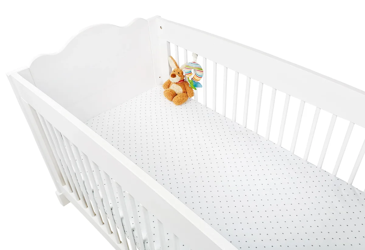Pinolino Spannbettlaken für Baby- und Juniorbetten (2 Stück), Jersey/Graue Sterne - Bild 1