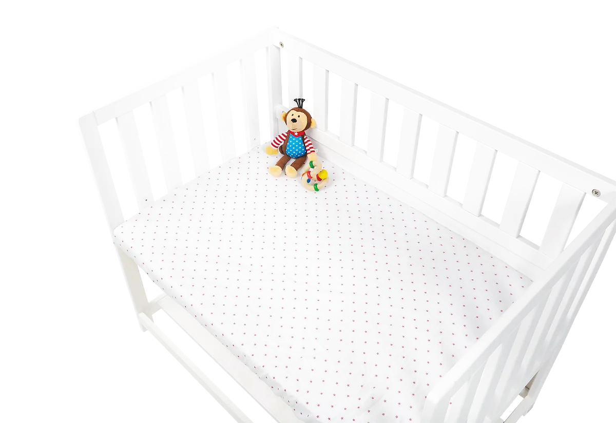 Pinolino Spannbettlaken für Wiege, Beistellbett und Kinderwagen (2 Stück), Jersey/Rosa Sterne - Bild 1
