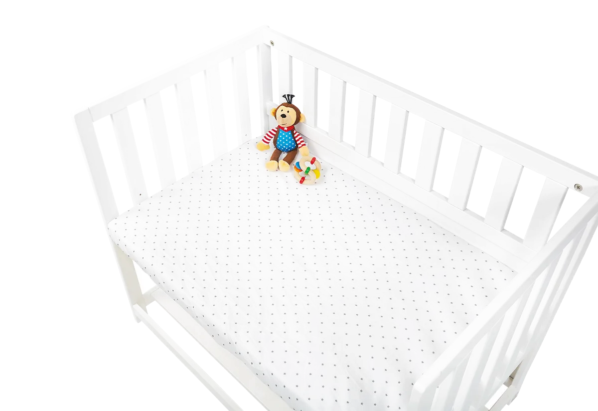 Pinolino Spannbettlaken für Wiege, Beistellbett und Kinderwagen (2 Stück), Jersey/Graue Sterne - Bild 1