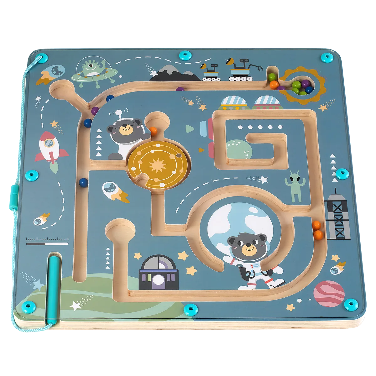 Kinder and Kids Labyrinth mit Magnetstift und Kugeln, Weltraum - Bild 1