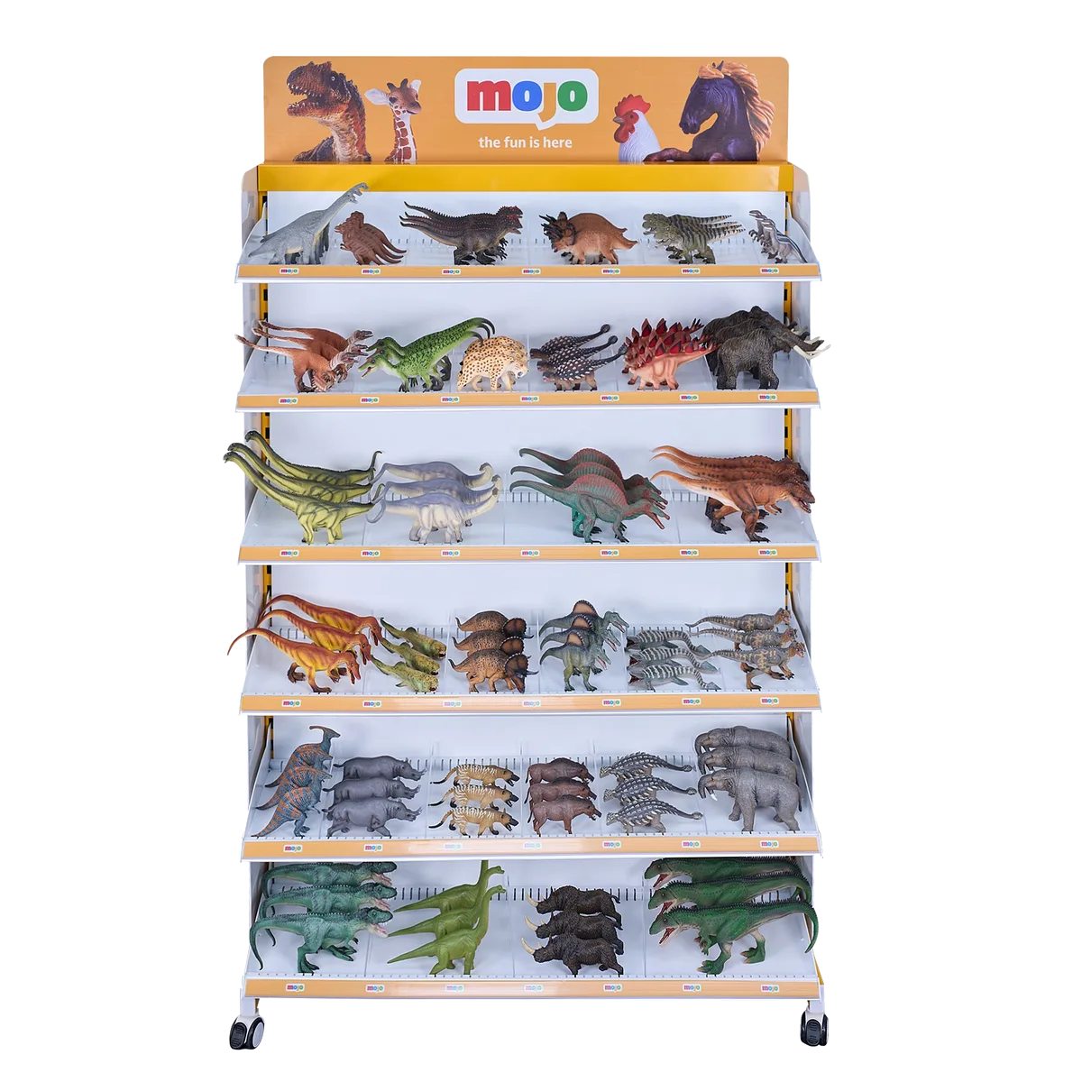 MOJO 100 cm Boden-Display aus Metall mit Regalböden und Rollen - Bild 1